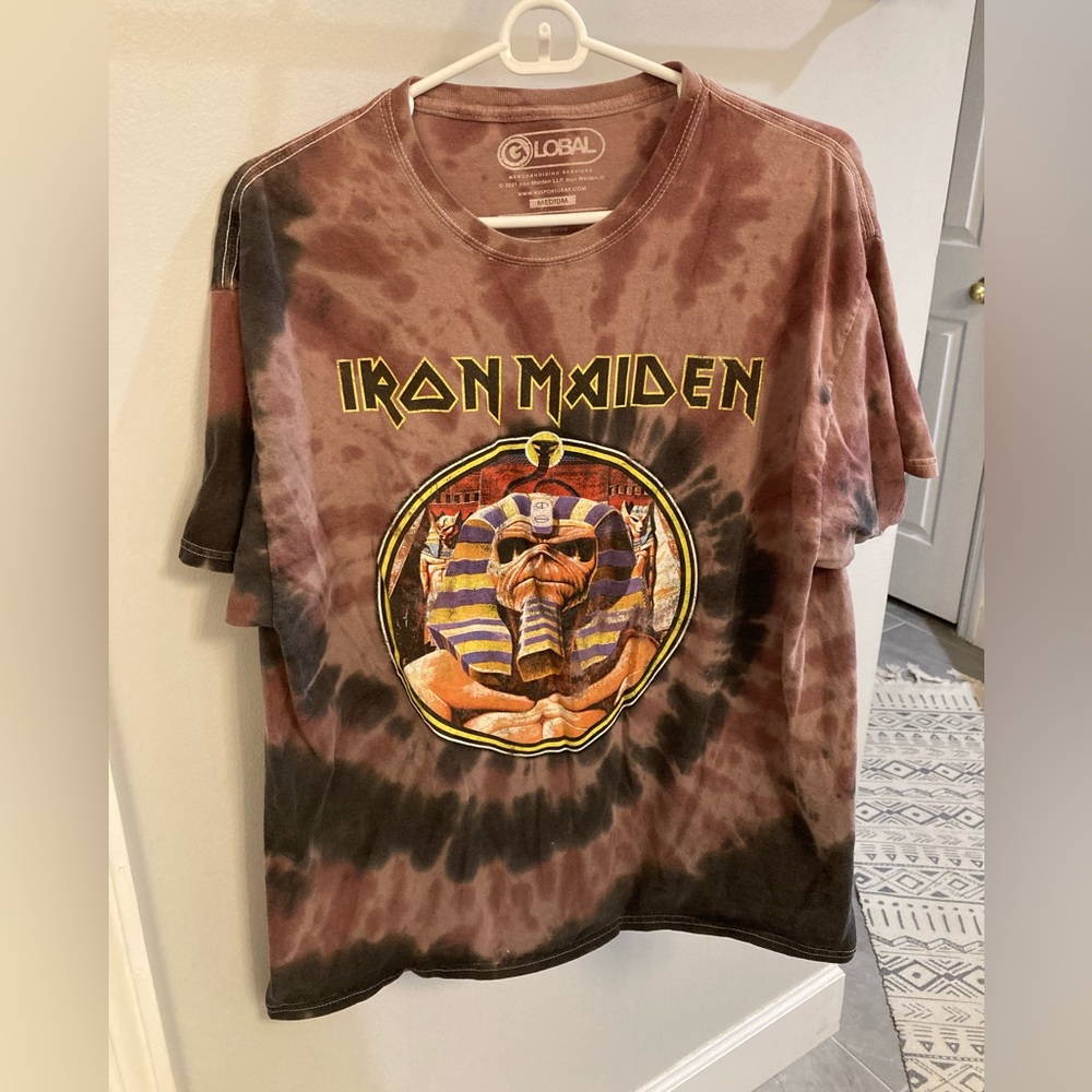 Iron Maiden Powerslave Heavy Metal Oversized Tie Dye Medium